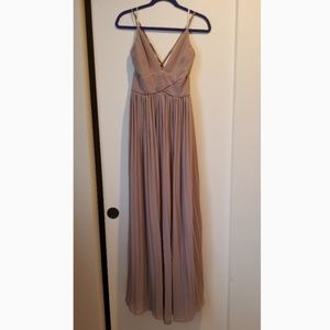 Taupe bridesmaid maxi dress